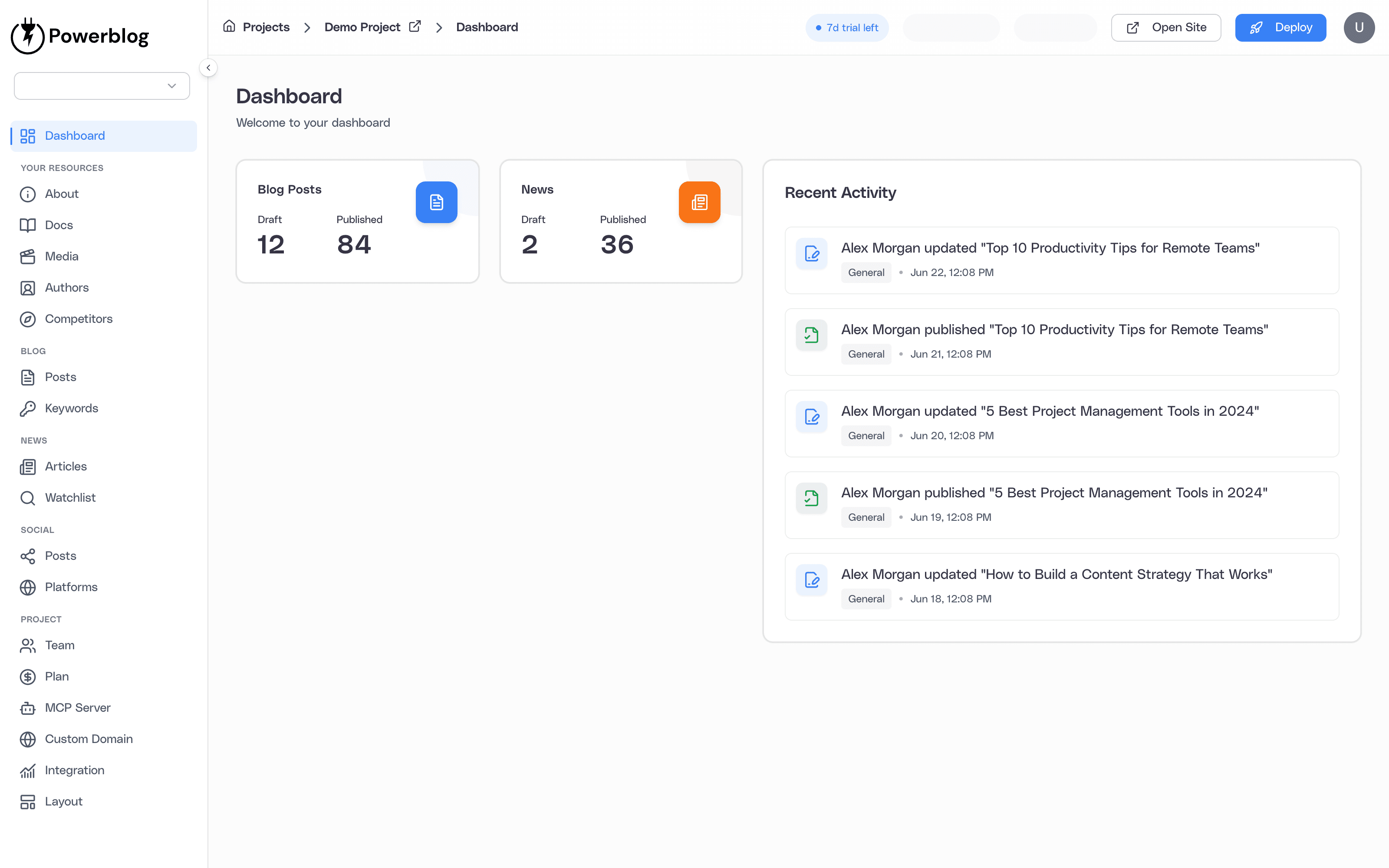 Quilzy Dashboard Preview